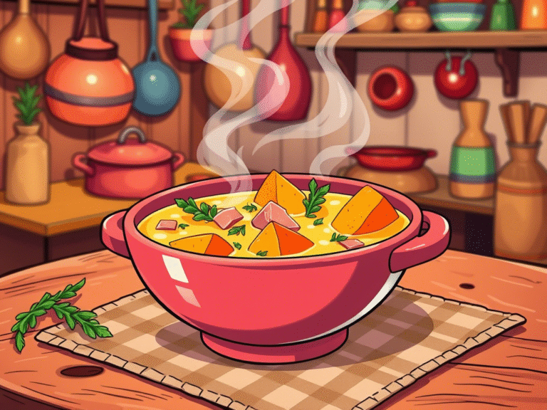 Sweet Potato and Ham Soup for a Colorful Twist